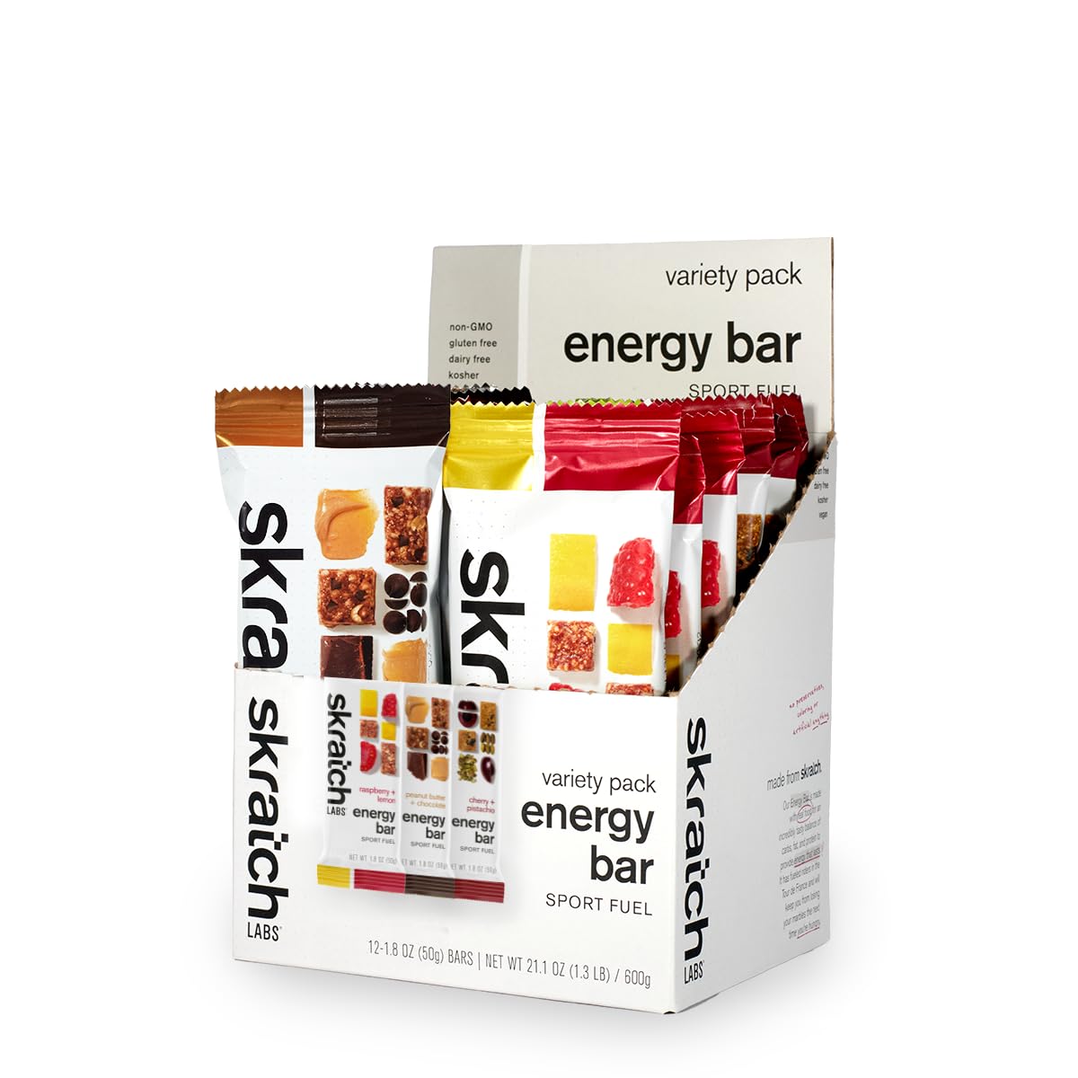 Skratch Labs Energy Bar | Variety Pack (12 Pack) | Plant Based Healthy Snack | Low Sugar, Plant Protein, Ancient Grains | Non-GMO, Gluten Free, Soy Free, Vegan, Kosher