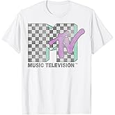 MTV Checkered Distressed Retro Logo Short Sleeve T-Shirt