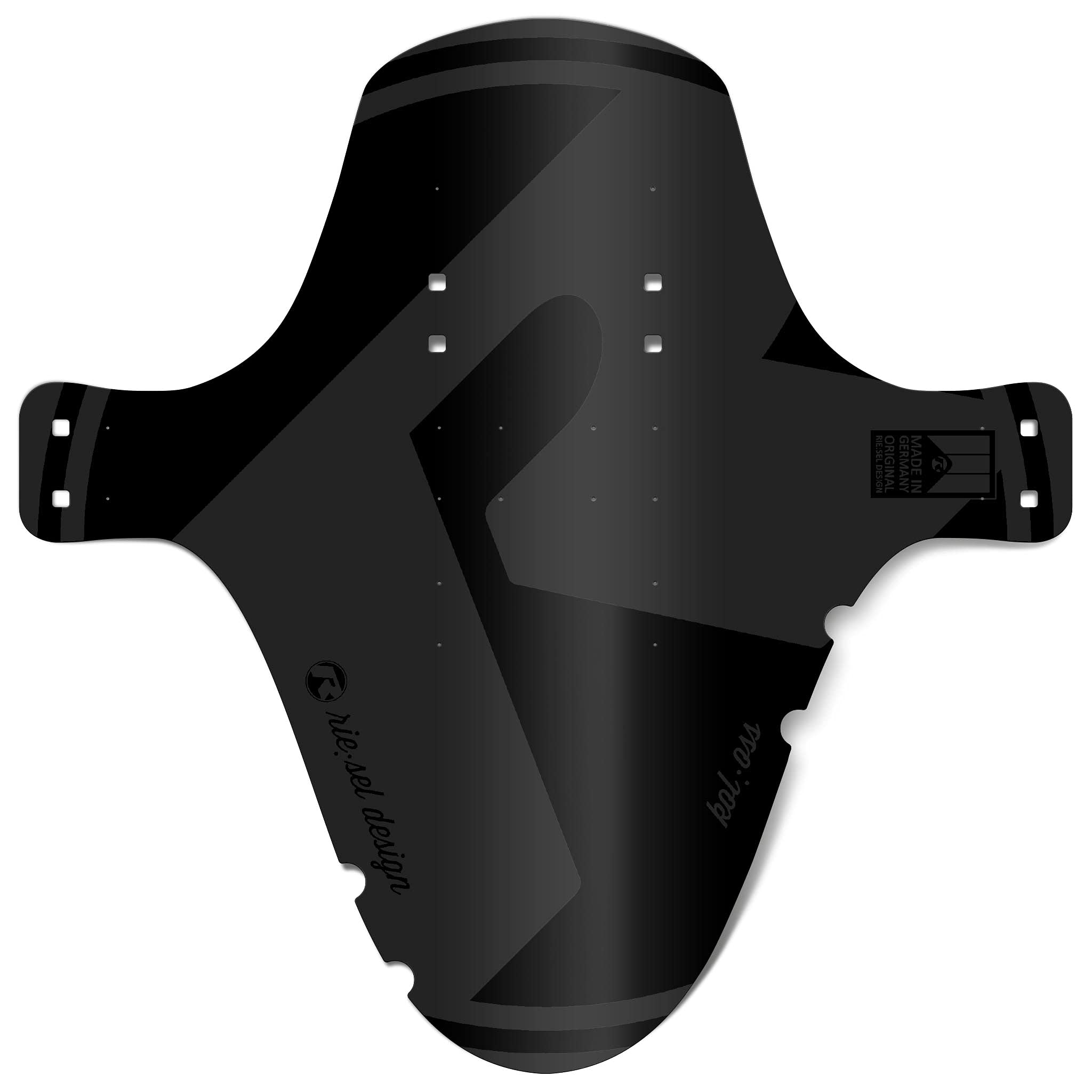 Riesel Design - Front Big Bike Fender For Face And Suspension Fork Protection - Secure Fit, For Enduro, Trail, All Mountain, Cross Country, Freeride, Downhill Or E-Mtb - Kol Oss - Stealth