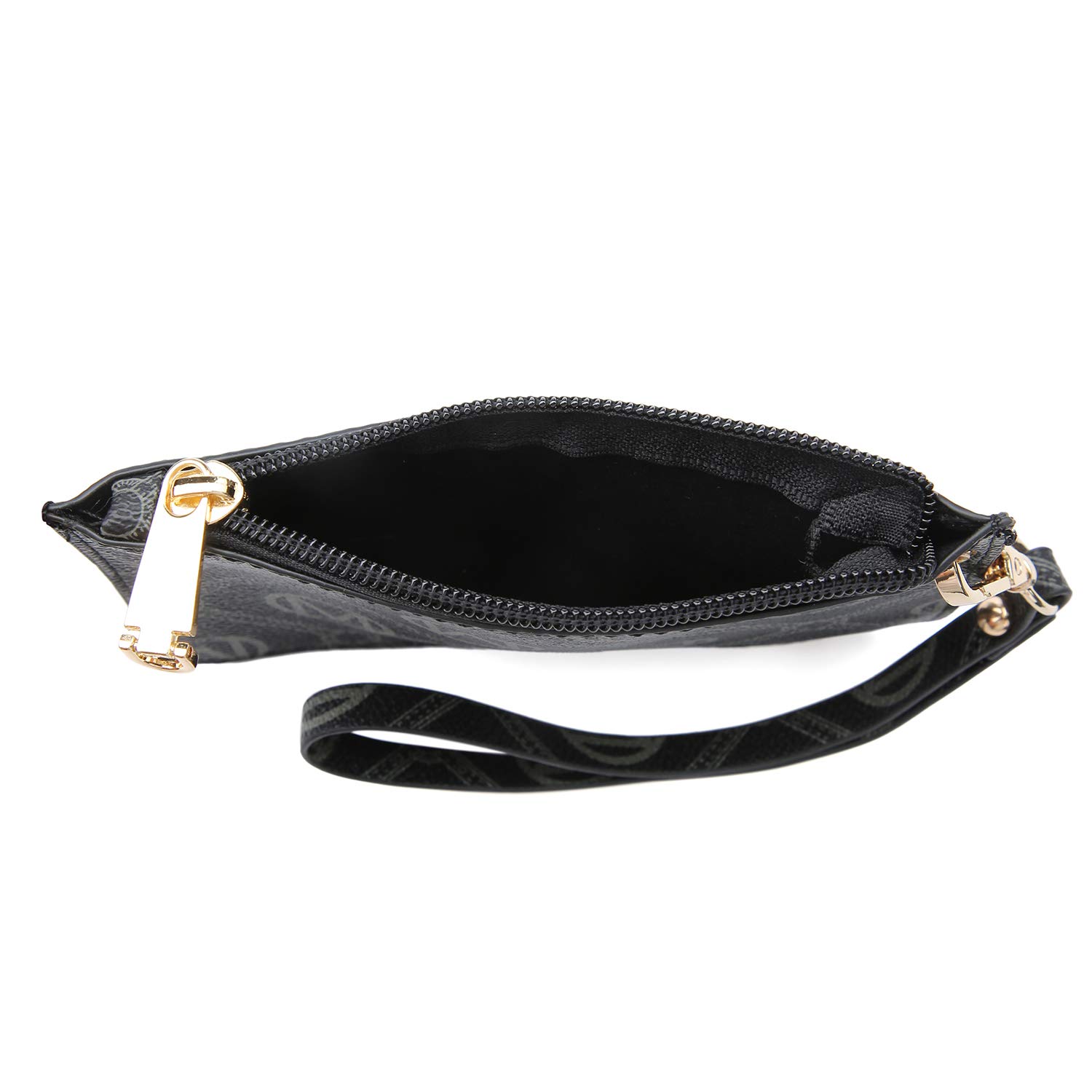 MKP Women Fashion Top Handle Handbags Purses Satchel Tote M Signature Padlock Shouler Bags Work Bag with Wallet Wristlet Set 2pcs (Black)