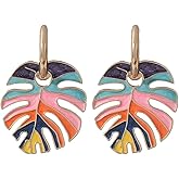 Monstera Leaf Earrings, Colorful Palm Leaf Dangle Earrings for Women, Bohemian Tree Leaf Earrings, Tropical Plant Leaf Stud Earrings Leaf Boho Jewelry, Coconut Palm Leaf Drop Earrings