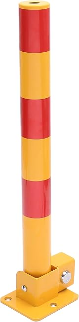 KATSU Tools Yellow Red Fold Down Parking Bollard Lockable Steel Driveway Guard view 7