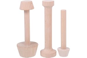 JOINPAYA 3pcs Wood Mini Tart Molds Set with Double-Side Tamper, Medium and Small Egg Tart Baking Pans for DIY