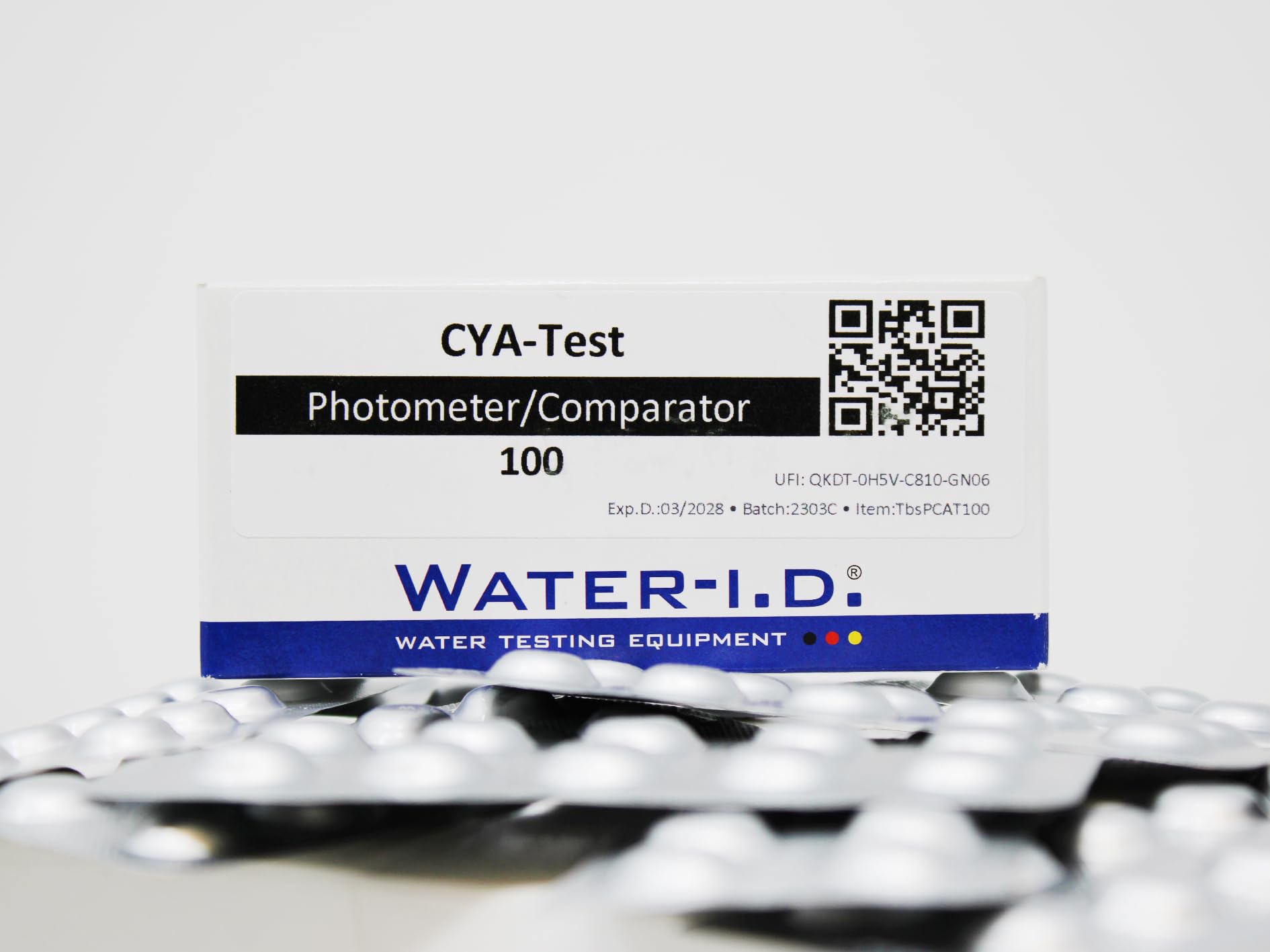Water-ID - CyA Test Photometer Tablets | Accurate Cyanuric Acid Measurement | Rapid Dissolution | Compatible with PoolLab 1.0 & 2.0 | Includes 100 Tablets, White