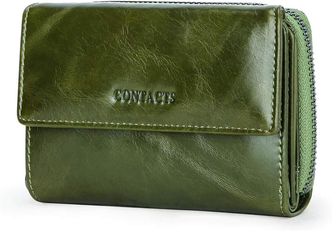 Wallet for Women, Hiram Genuine Leather Lady's Bi-fold Wallet Multiple ID Credit Cards Slots, Coin Purse Pouch Wallet for Women and Ladies(Red)