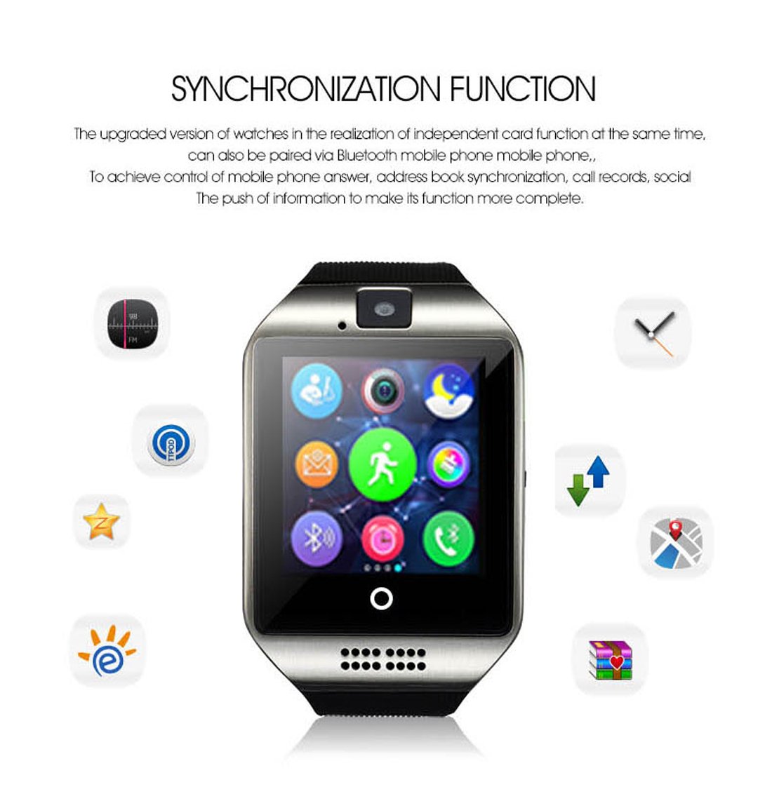 Smart Watch Phone,SUNETLINK Touch Screen Bluetooth Unlocked Watch Cell Phone with Camera,SIM Card Slot/Pedometer Analysis/Sleep Monitoring Christmas Gift