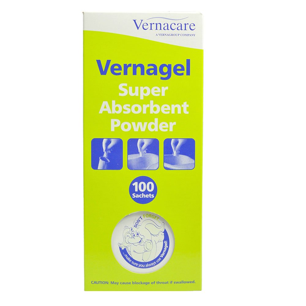 VERNAGEL SUPER ABSORBENT POWDER LIQUID SOLIDIFIER 100 X 6G SACHETS