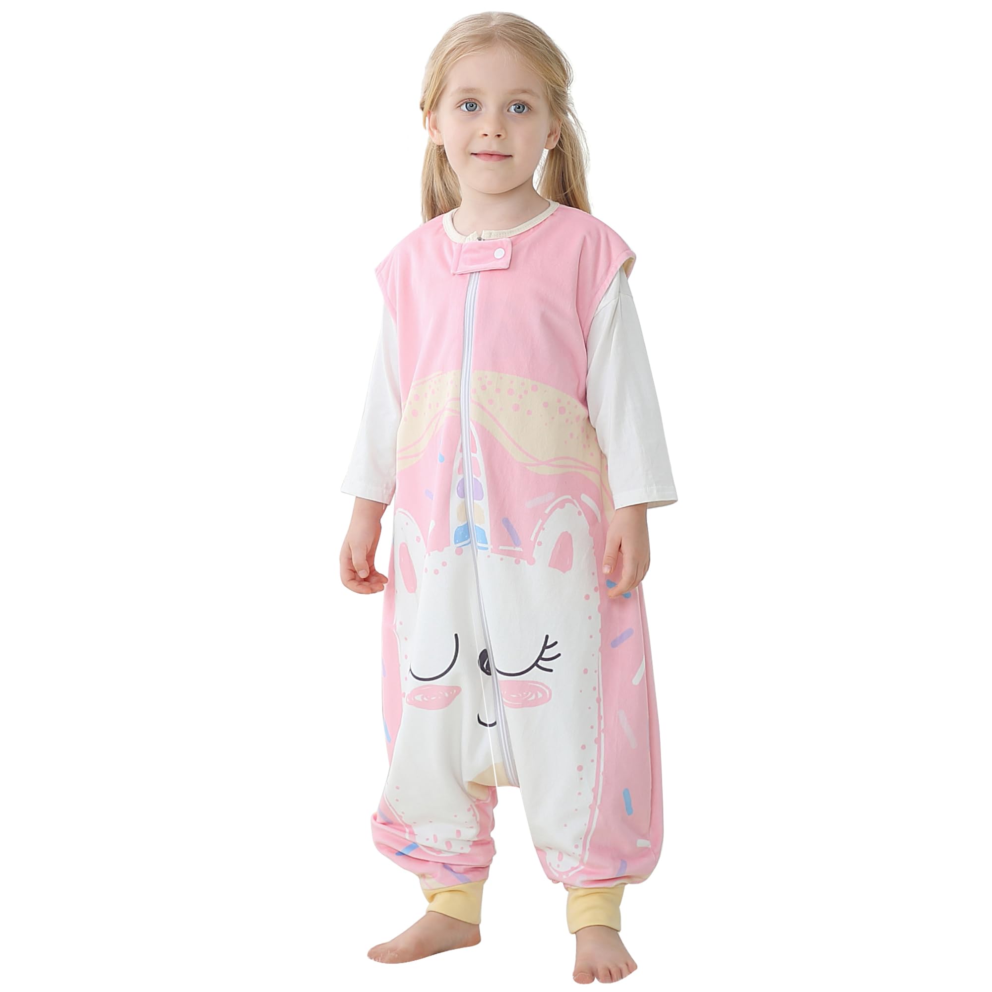 COOKY.D Unisex Baby Sleeping Bag with Feet,Wearable Breathable Toddler Blanket, Animal Sleeveless Sleepsuit for 3-5 Years,Monstre Rose