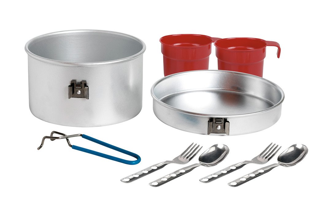 Laken Aluminum Camping Cookware Mess Kit, 53 oz with 2 Sets of Cutlery and Cup, 53oz