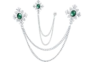 WCRAZYE 2PCS Long Chain Brooch Crystal Tassel Brooch Pin Gem Brooch Fashion Scarf Tie Pins for Women Men Wedding