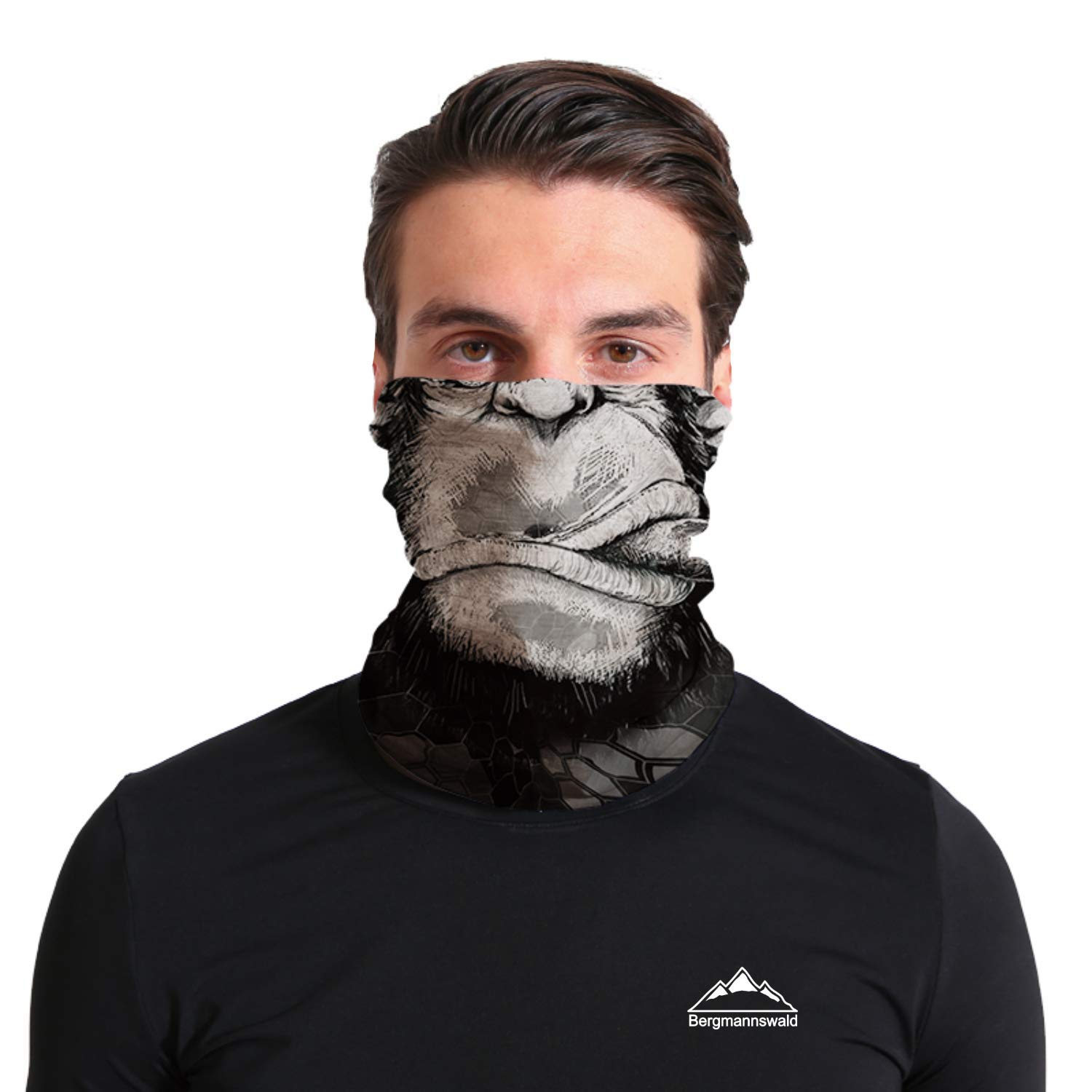 Bergmannswald® Sewn-on multifunctional scarf, breathable and flexible, ideal for sports, travelling or motorcycling (Ape the Smoking Monfe, pack of 1)