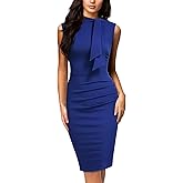 Miusol Women's Retro 1950s Style Half Collar Ruffle Cocktail Pencil Dress