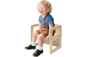 FUNLIO Height Adjustable Montessori Weaning Chair for Age 1-3, Quality Solid Wooden Chair, for Eating/Reading/Playing,Montessori Furniture with CPC Certified - Natural
