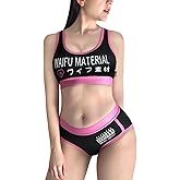 Littleforbig Women Cotton Camisole and Panties Sports Loungewear Waifu Material Bralette Set