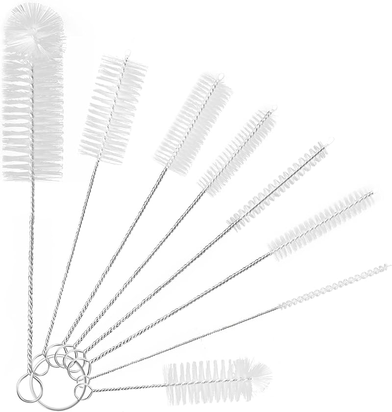 YUNGMAX 8Pcs Bottle Brush Set 11in Nylon Straw Cleaners 304 Stainless Steel