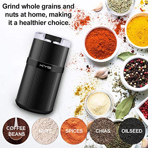 KYG Kaffeemühle Mini Kaffeebohnen Elektrisch Füllmenge 30g Kaffeemühle mit Edelstahl Schlagmesser für,Nüsse,Gewürze… – Bild 6