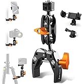 K&F CONCEPT Camera Clamp Mount, Super Clamp Mount Magic Arm with Two 360° Ball Heads, ARRI 1/4" Screw Threads for DSLRs, Action Camera, Tripod, Phone Compatible with Gopro/DJI/Insta360