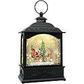 Christmas Snow Globe Lantern with Music & Timer, Santa LED Glitter Lantern, Battery Operated Christmas Globe Decoration, Fall Holiday Decor for Home