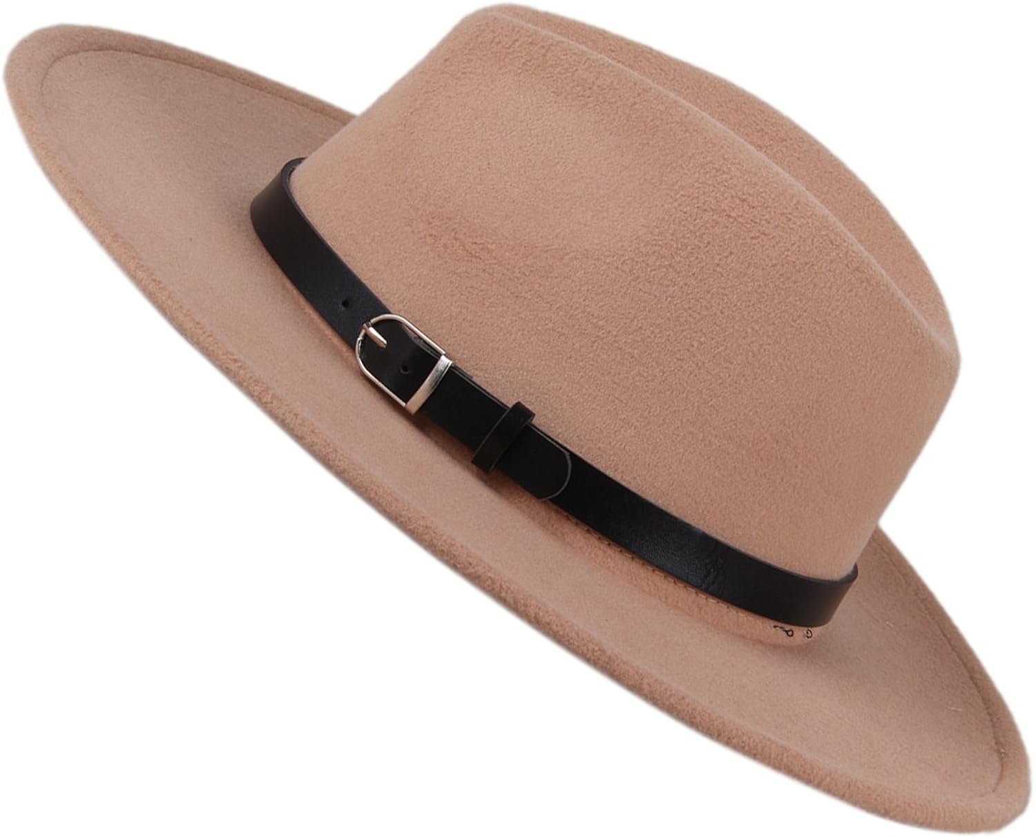 Dantiya Women'/s Wide Brim Wool Fedora Panama Hat with Belt Camel, One Size at  Women’s Clothing store