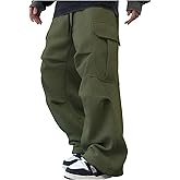 GORGLITTER Men's Cargo Baggy Sweatpants Drawstring Elastic Waist Wide Leg Sweatpants