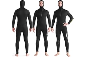 5mm Wetsuits for Men's Women's with Hooded Ultra Stretch Neoprene Wet Suit, Full Body Diving Suit with Front Zip UPF50+ Keep 