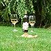True Stix Chrome Outdoor Drink Holder Stakes Fits 2 Wine Glasses and 1 Bottle, Yard Cups, Beach and Picnic Essentials, Set of 3