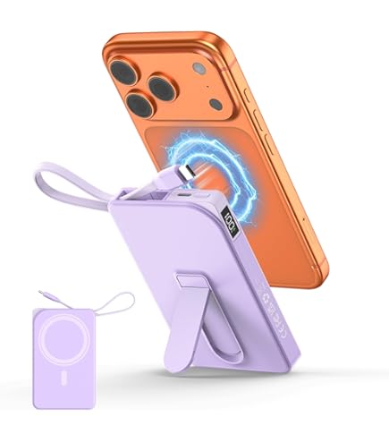HETP Magnetische Powerbank 10800mAh, PD 20W Schnellladung Wireless Power Bank iPhone Mag-Safe mit USB-C Eingänge＆Ausgang und LED-Display Externer Akku Kompatibel mit iPhone 17/16/15/14/13/12 Serie