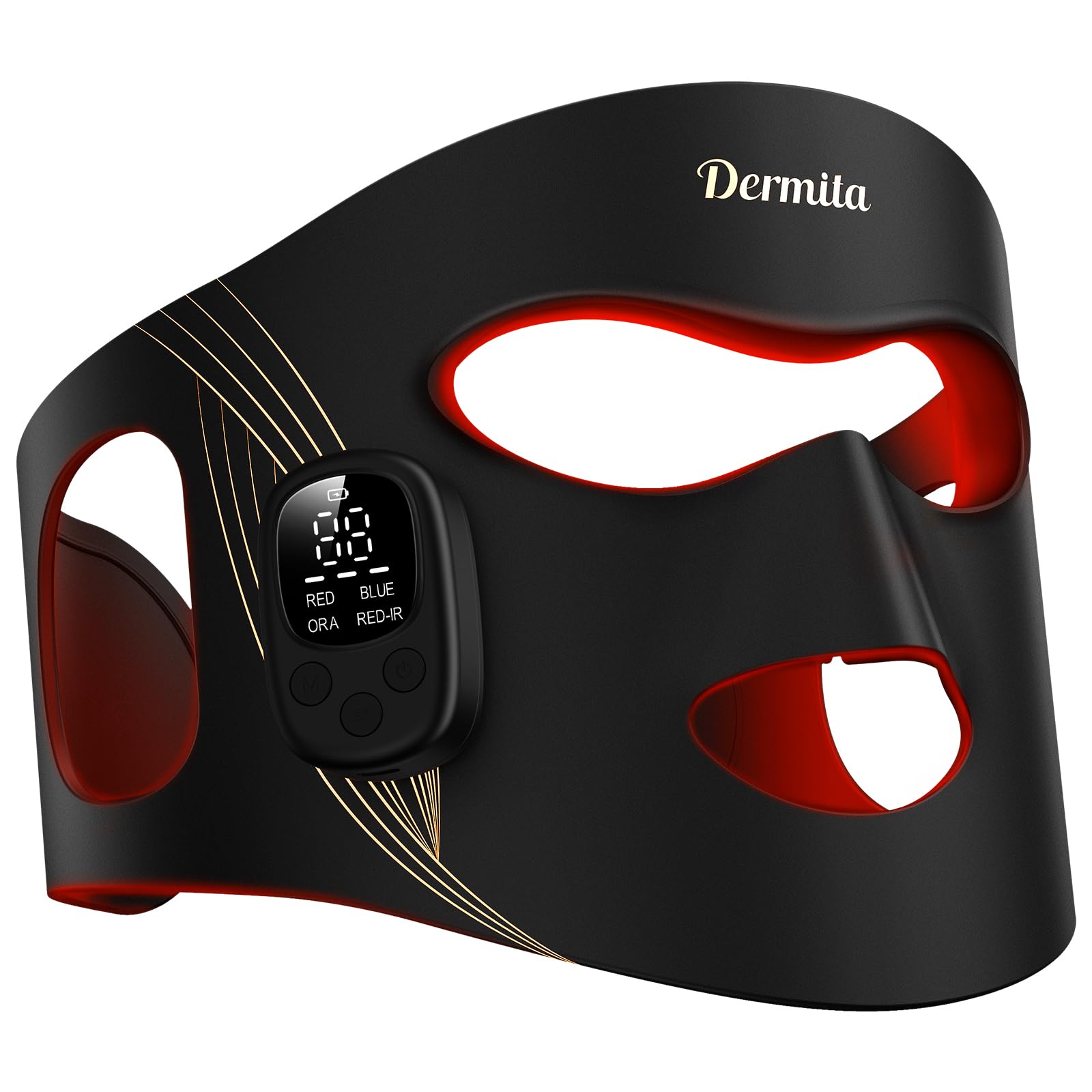 Red Light Therapy for Face Wireless with 400 Leds, 360° Led Face Mask Light Therapy with 4 Modes & Near-Infrared, 2000mAh Rechargeable Led Face Mask with Eye Protection for Anti-Aging & Radiant Glow