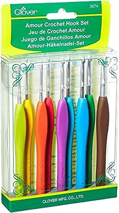 Clover Amour Crochet Set Plastic Multicolor 9 Pieces Brand Clover