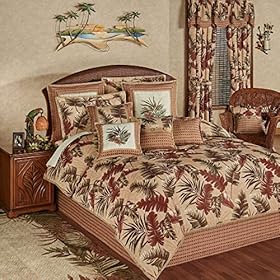 Touch of Class Key West Tropical Palm Tree Leaves - Oversized - Russet, Brown, Sage Green - Comforter Set - King Size… 61yX8eZLmeL