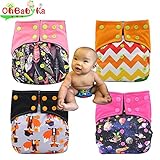 Baby Nappy Pocket Bamboo Charcoal Cloth AIO Diapers, Sewn in Insert Double Gussets by Ohbabyka