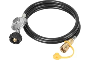 ATKKE 6 Feet Propane Hose with Regulator, 3/8” Female Quick Connect Disconnect x QCC1 Propane Tank for Indoor Outdoor Heater Generator Gas Grill and Fire Pit