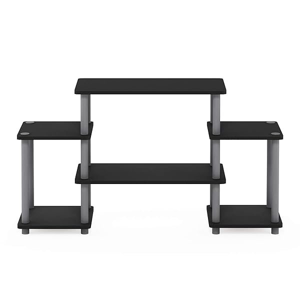 FURINNO TURN-N-TUBE NO TOOLS ENTERTAINMENT TV STANDS, BLACK/GREY