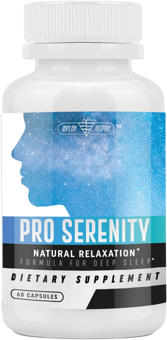 Natural Sleep Formula, Stress & Anxiety Relief - Relaxes Mind & Body, Fall Asleep Fast Without Waking Up Groggy by PRO Serenity - 60 Capsules