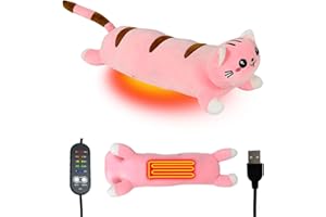 Electric Heating Pad - Cute Cat USB for Period Cramps & Back Pain Relief, Portable 19.6in Plush Stuffed Animal Hot Compress w