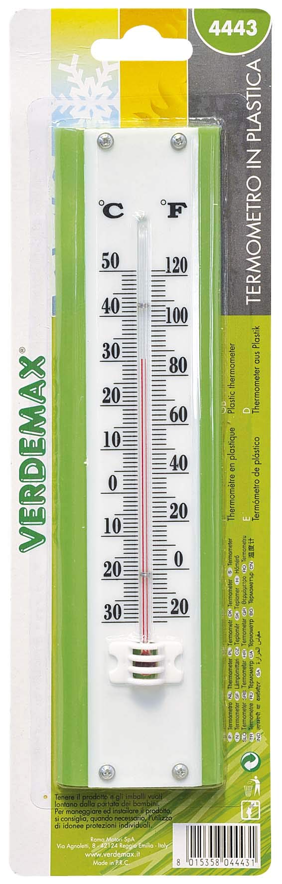 Verdemax 4443 220 x 55 mm Plastic Thermometer