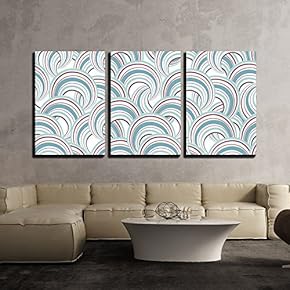 3 Piece Canvas Wall Art - Vector - Abstract Geometric Seamless Pattern. Bubble Ornamental Background - Modern Home Art Stretched and Framed Ready to Hang - 16"x24"x3 Panels