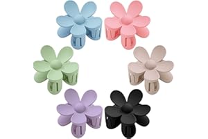 TETIZO Flower Hair Clips 6 PCS Flower Claw Clips Daisy Clips for Women Matte Large Claw Clips Strong Hold Jaw Clamps Hair Accessories for Thick Hair 6 Colors