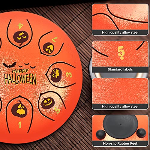 Steel Tongue Drum Kit, Hand Pan Drum, 8Notes6 Inch Hue Drum Instrument C Major, with Finger