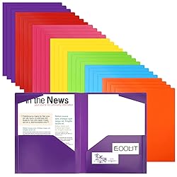 EOOUT 28pcs Plastic Pocket Folder, Heavy Duty