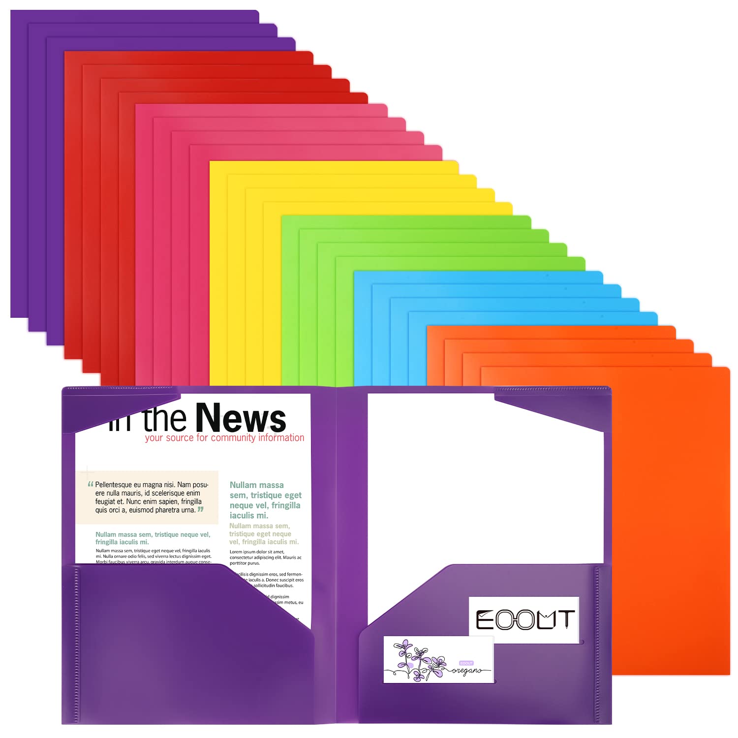 EOOUT 28pcs Plastic Pocket Folder, Heavy Duty