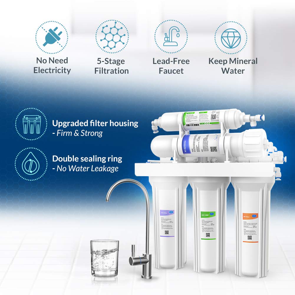 SimPure 6 Stage Reverse Osmosis Water Filtration System with pH+ Balancing Alkaline, 100GPD Under Sink RO Drinking Water Filter Purifier, NSF Certified, TDS Reduction, Fresh and Crisp Taste, T1: Industrial & Scientific