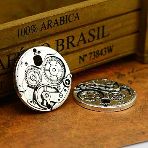 4 pcs 25x25mm Antique Bronze Antique Silver Gear Charms Pendants (NS732)