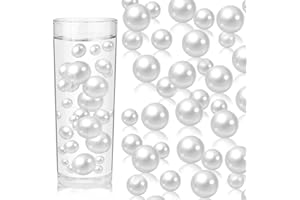 ZEBMOON 200PCS White Faux Pearls Beads for Centerpiece Vases, Vase Filler Faux Pearls, No Holes Filler Beads for Party Anniversary Birthday Wedding Table Decor, 10/14/20/30mm