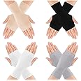 4 Pairs Sunblock Fingerless Gloves for Women UV Sun Protection Wrist Length Gloves Lightweight Fingerless Gloves for Outdoor