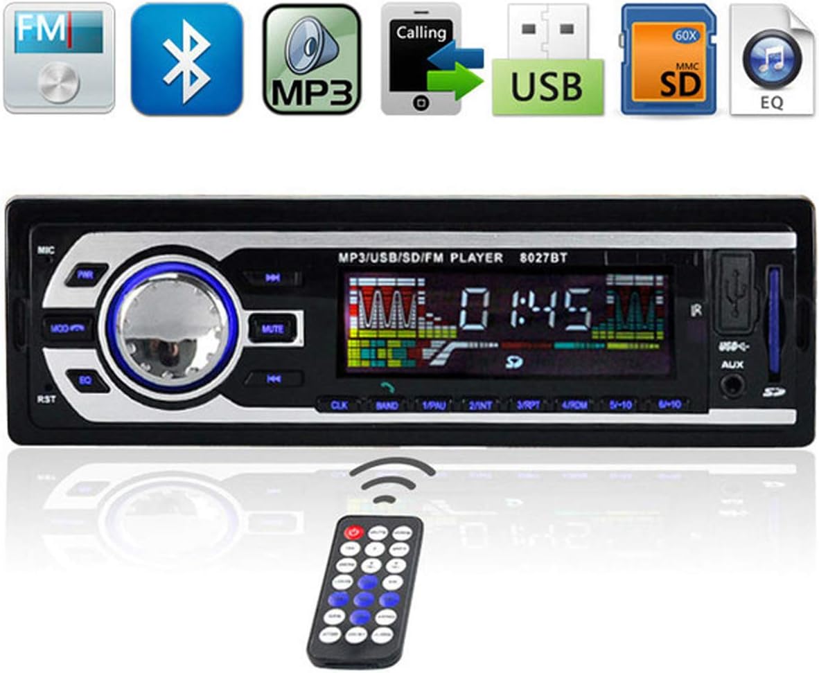 Amazon Co Jp カーラジオプレーヤー1 Dinカーブルートゥースmp3オーディオusb Sd Tf Auxハンズフリー12vと24v 車 バイク