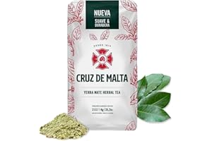 Cruz de Malta Yerba Mate Tea – 1kg (2.2 lbs) Loose Leaf – Traditional Argentine Herbal Tea – Smooth Flavor, Naturally Sourced – USA Specific Packaging – Gluten-Free – Large Leaf Low Dust Yerba Mate