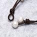Freshwater White Pearl on Leather Cord 2 Strand Bracelet By handmade for Women 7.8'' Black Brown