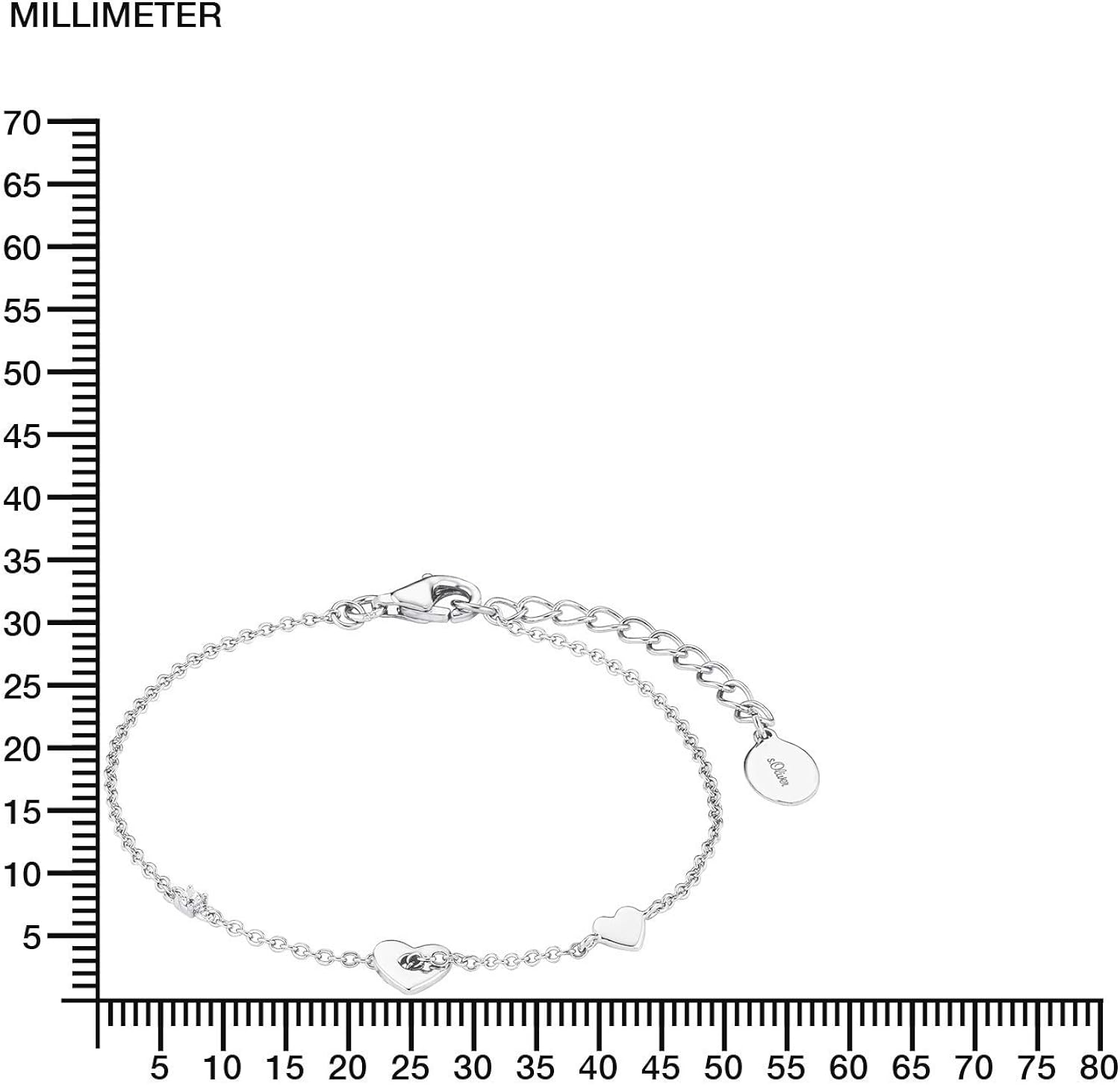 s.Oliver Bracelet Women Arm jewelry, with Zirconia synth., 16+3 cm, Silver, Heart, available in jewelry gift box, 2017226 - Image 4