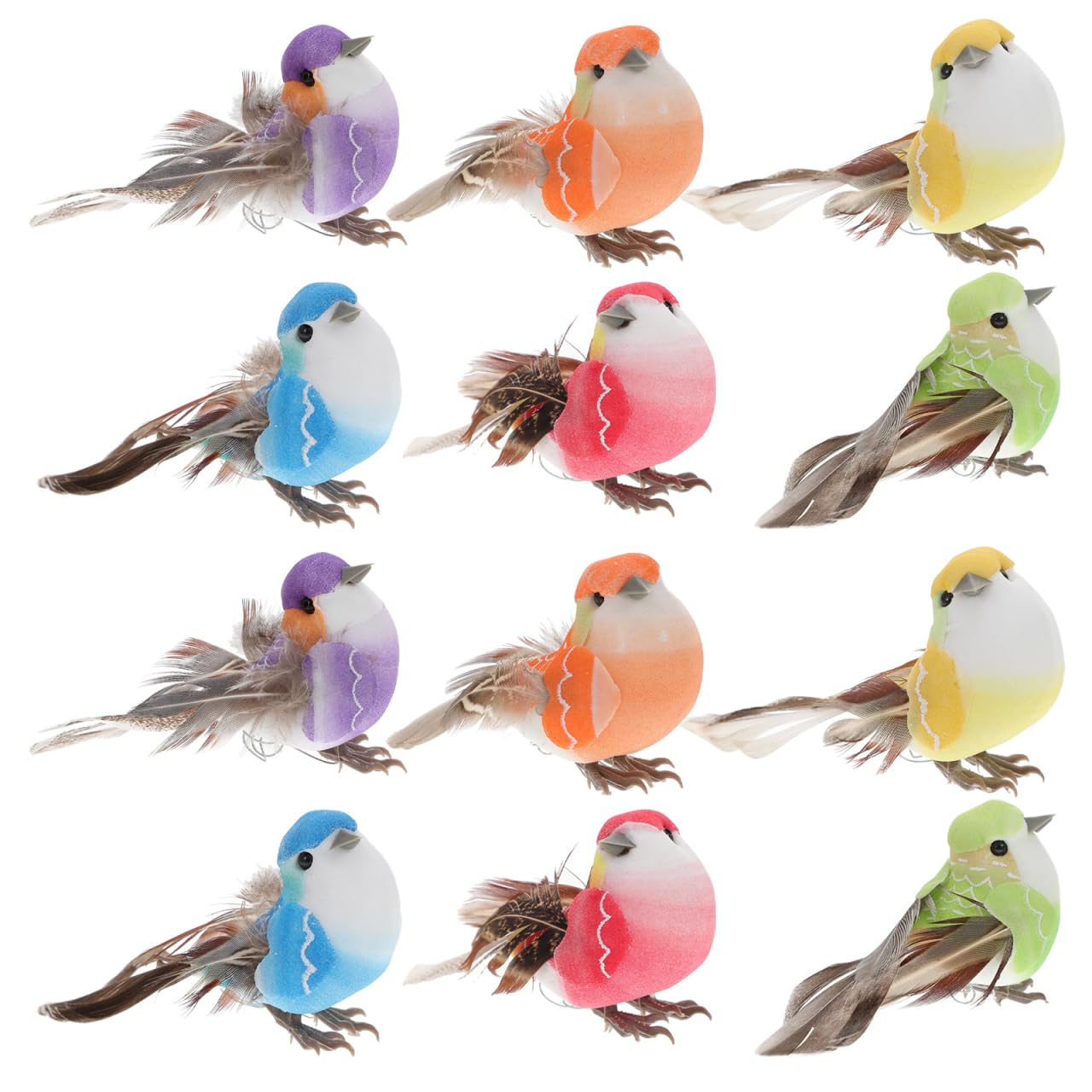 12pcs Feathered Birds Decor Lifelike Artificial Birds for Garden Home and Office Decorations Colors Realistic Photo Props for Model Landscapes